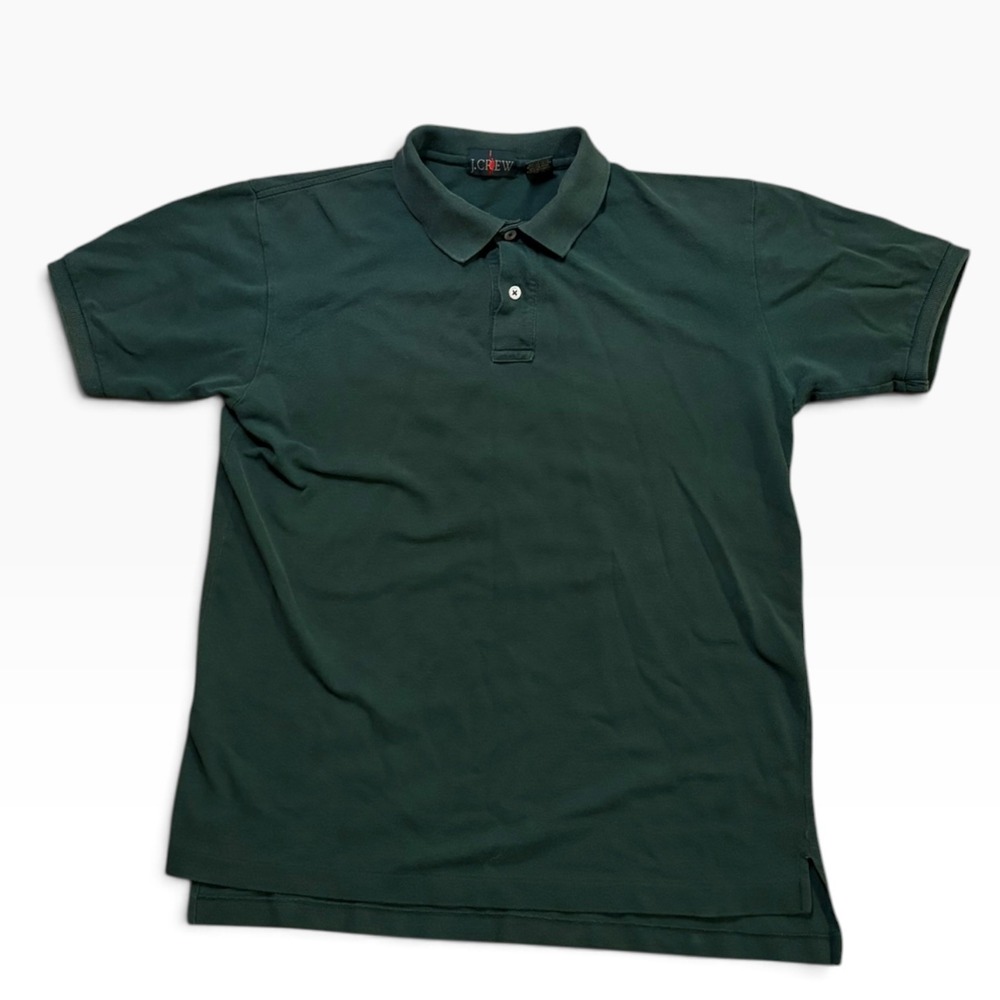 Vintage J.Crew Polo Shirt Mens Small Forest Green Cotton Pique 90s 00s Short Slv